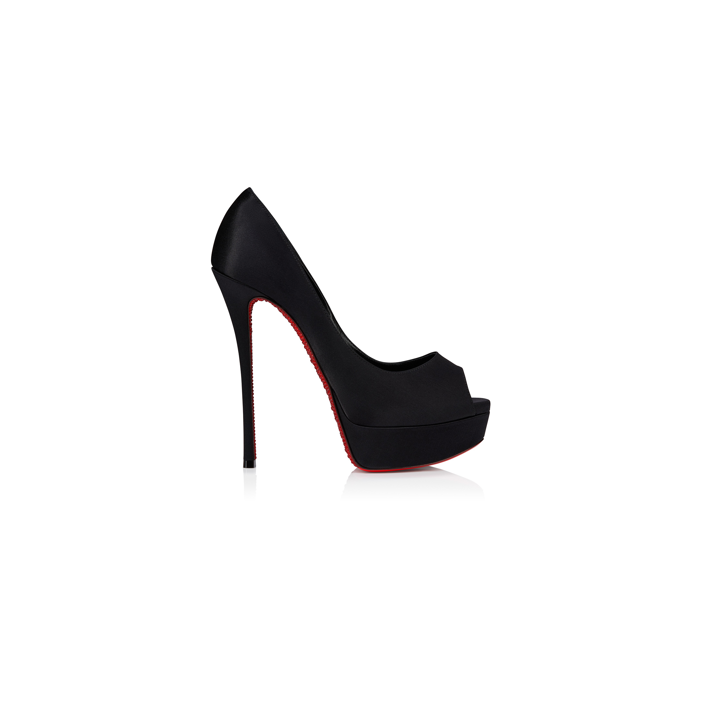 Ch**an louboutin lady peep suola strass 150 mm pumps-crepe satin-black-women 1250537b439